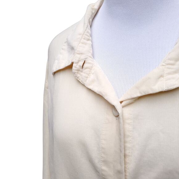 FLAX Jeanne Engelhart Pale Light Yellow Corduroy Button Down Long Tunic Top Sz M - Picture 4 of 15